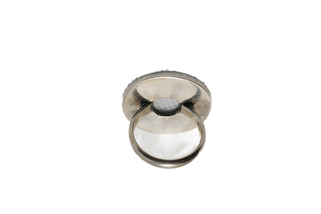 Silver Arabesque Halo Ring