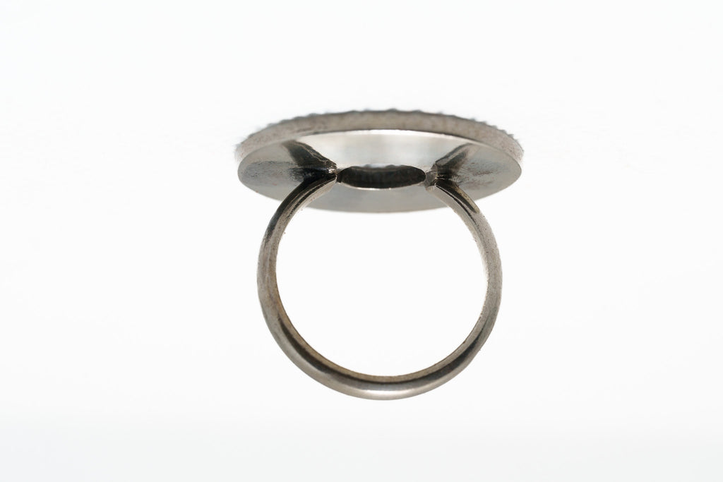 Silver Arabesque Halo Ring