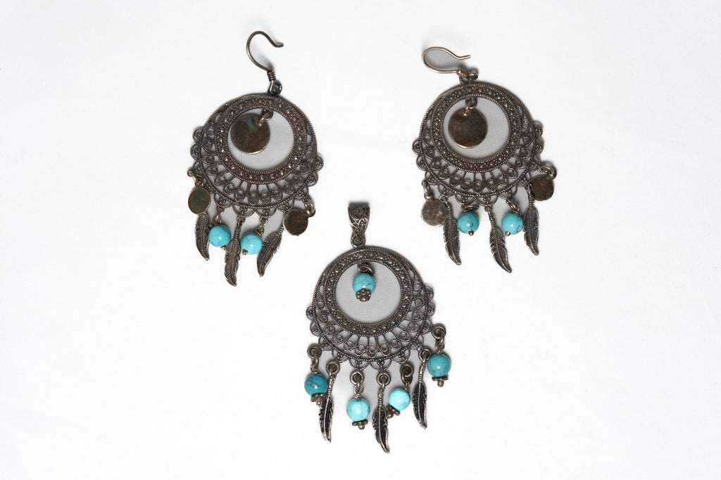Silver 925 Earrings & pendant set