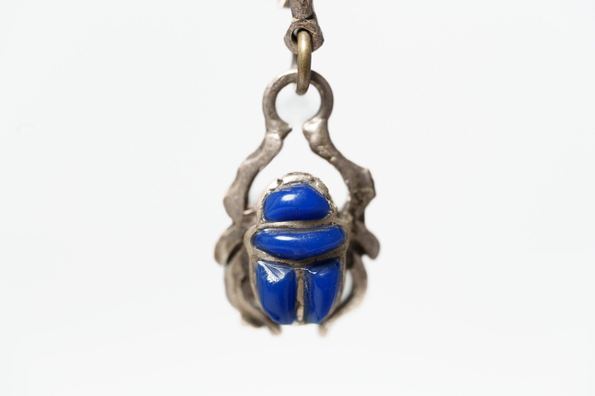 Egyptian Scarab & Lotus Leverback Earrings