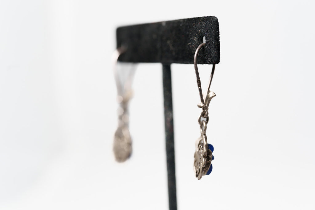 Egyptian Scarab & Lotus Leverback Earrings