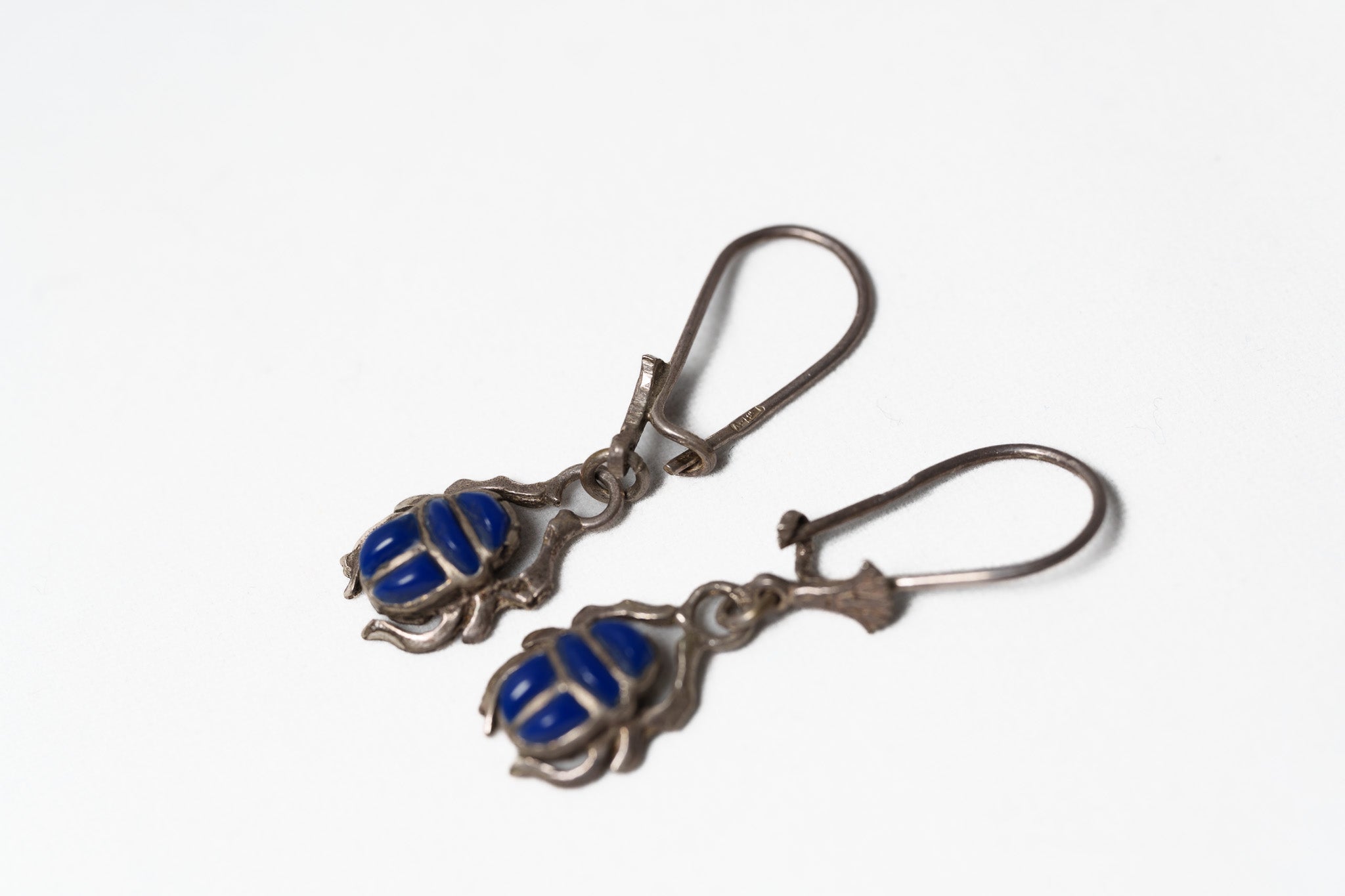 Egyptian Scarab & Lotus Leverback Earrings